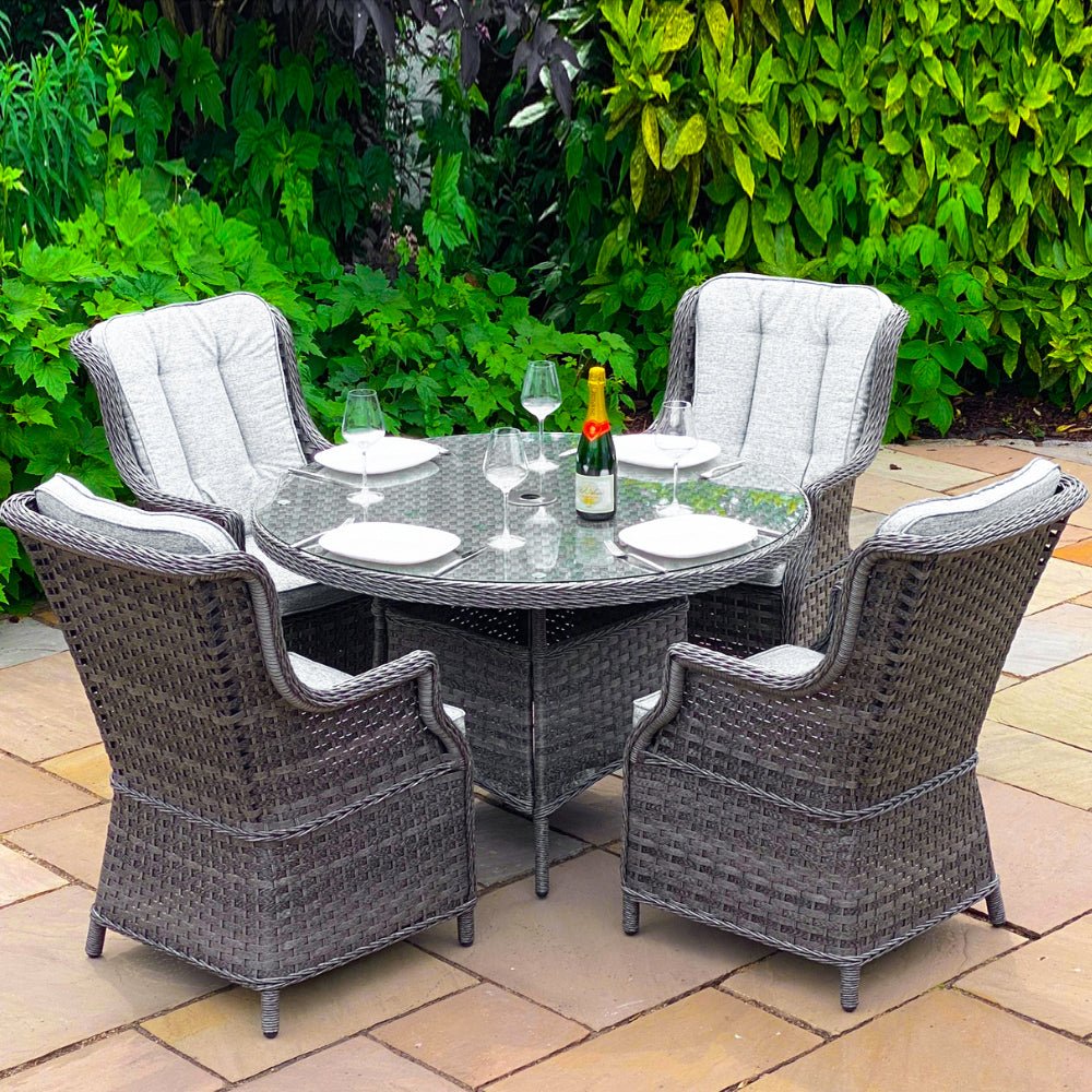 Boston Deluxe - 4 Seater Round Set (Dark Grey) - Rathwood Store