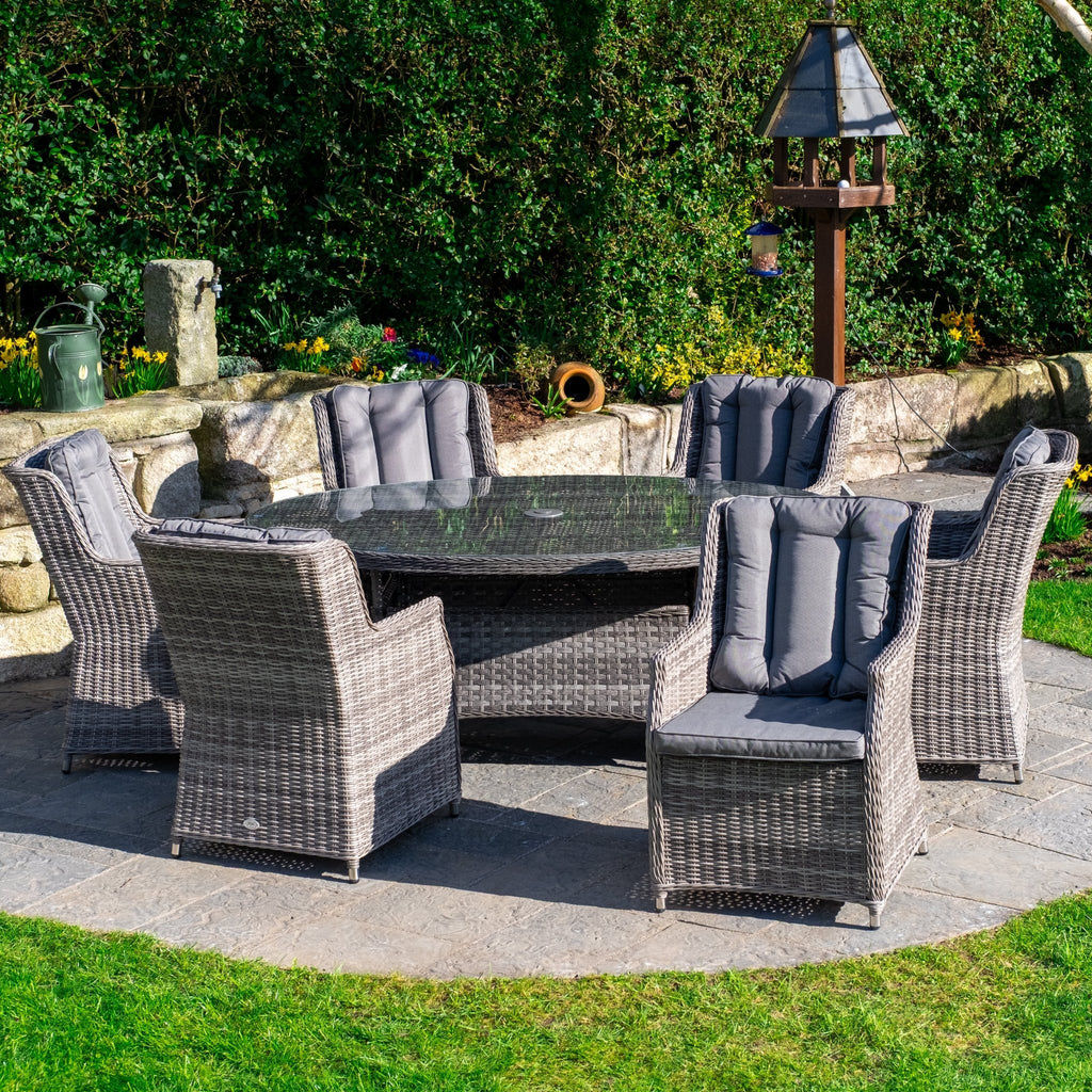 Boston Deluxe - 6 Seater Set with Oval Table (Dark Grey) - Rathwood Store