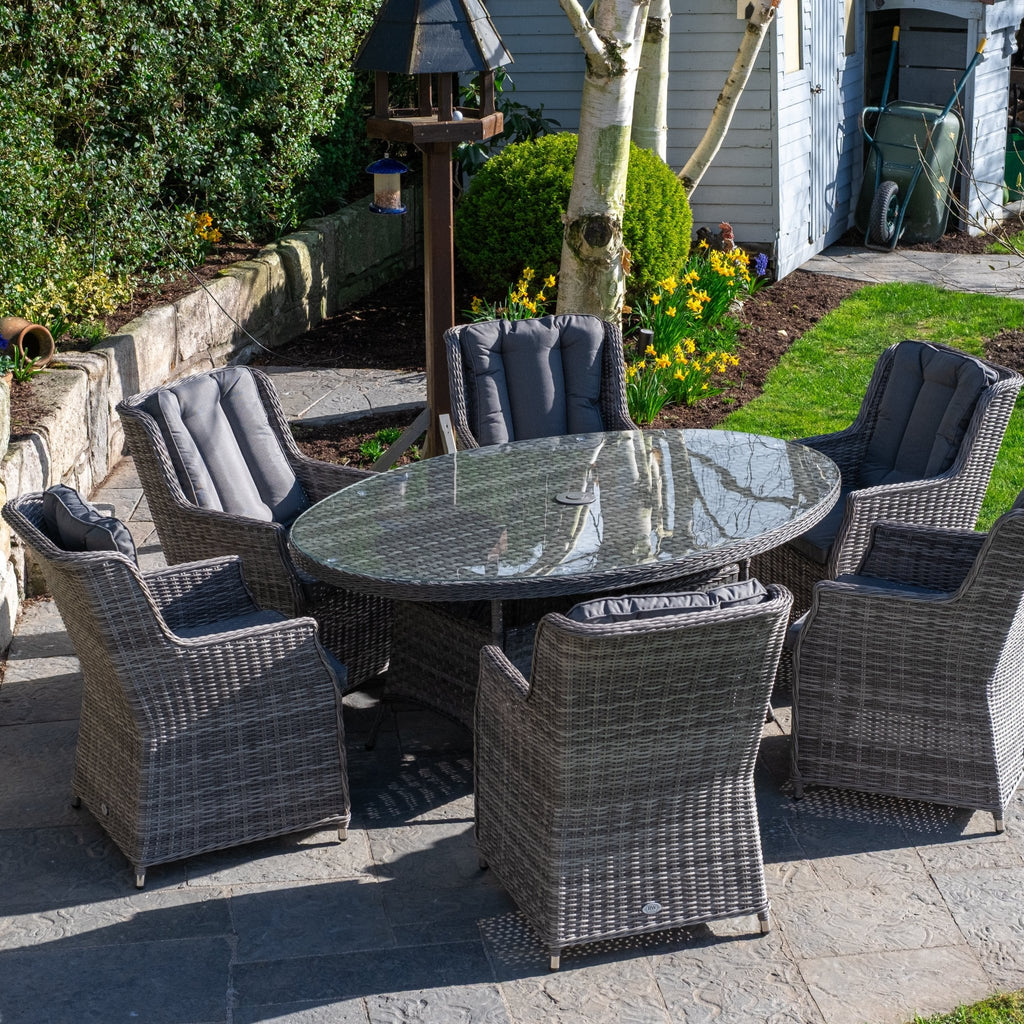 Boston Deluxe - 6 Seater Set with Oval Table (Dark Grey) - Rathwood Store