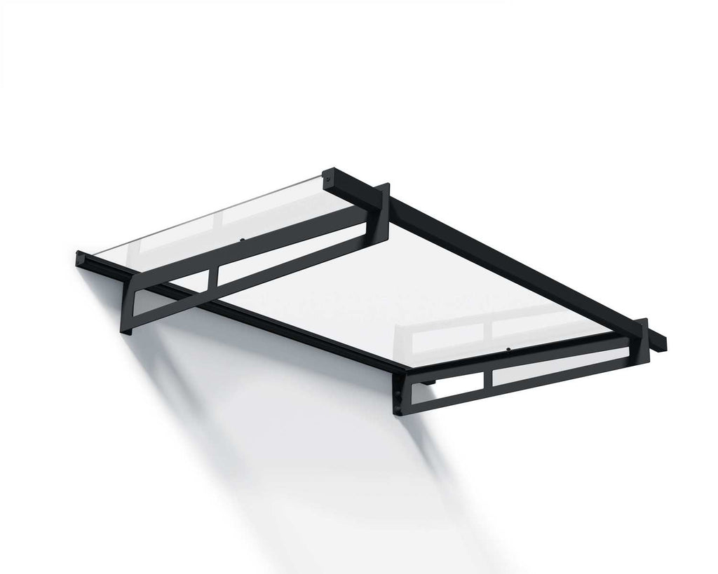 Bremen 3 ft. x 4 ft. Door Awning Kit - Grey Structure & clear Panels - Rathwood Store