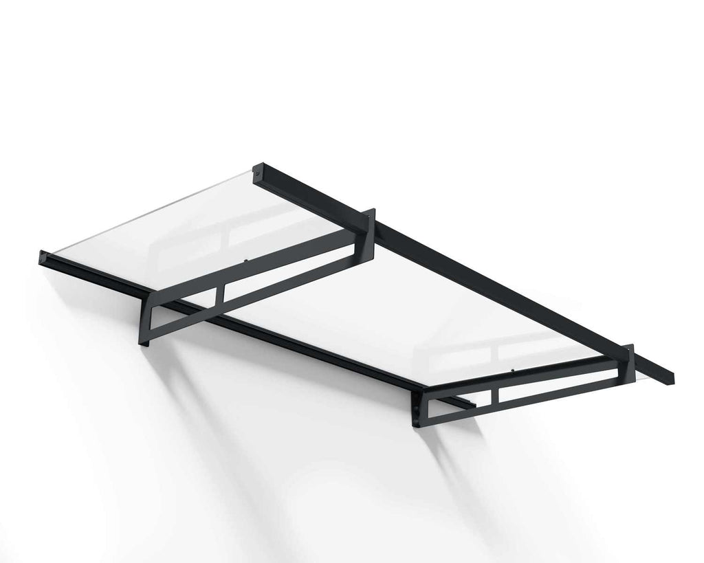 Bremen 3 ft. x 7 ft. Door Awning Kit - Grey Structure & clear Panels - Rathwood Store
