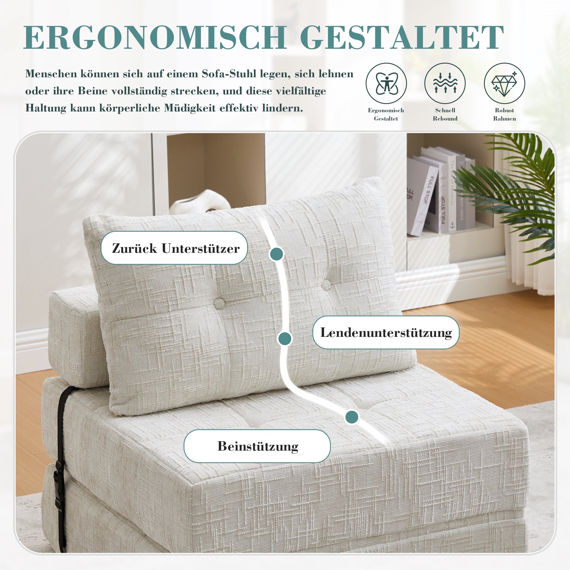 Folding Sofa Bed, Portable with Pillows & Backrest, Comfortable Floor Mattress