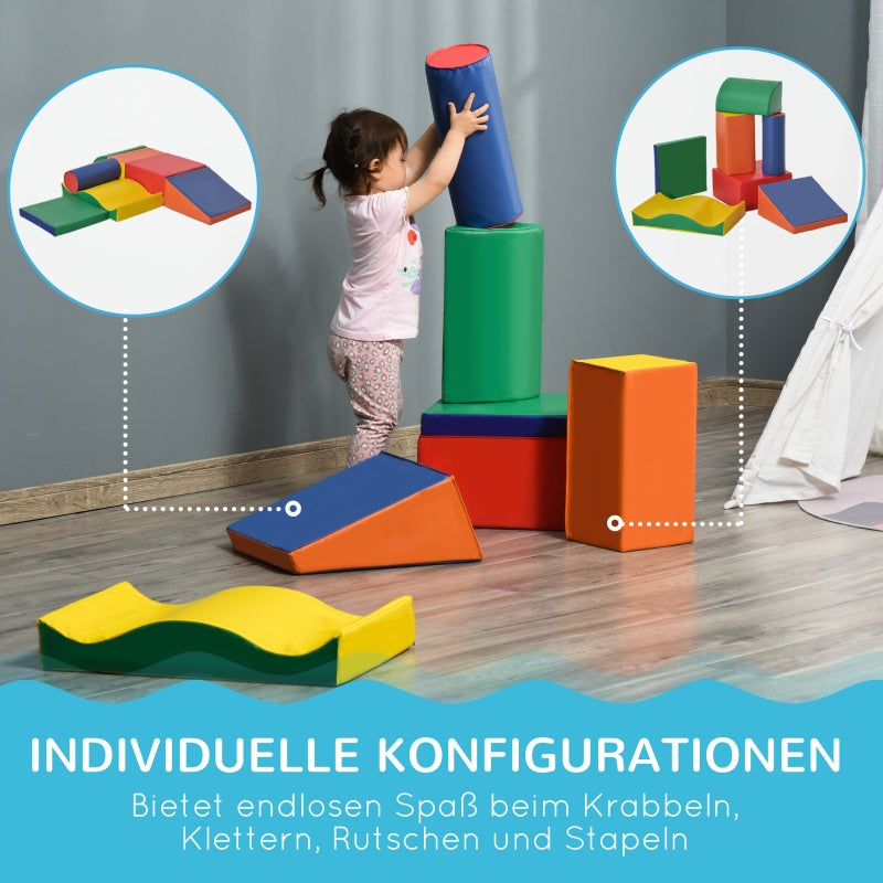 7-Piece Soft Building Blocks, Foam for Romping and Climbing, Artificial Leather, Colorful