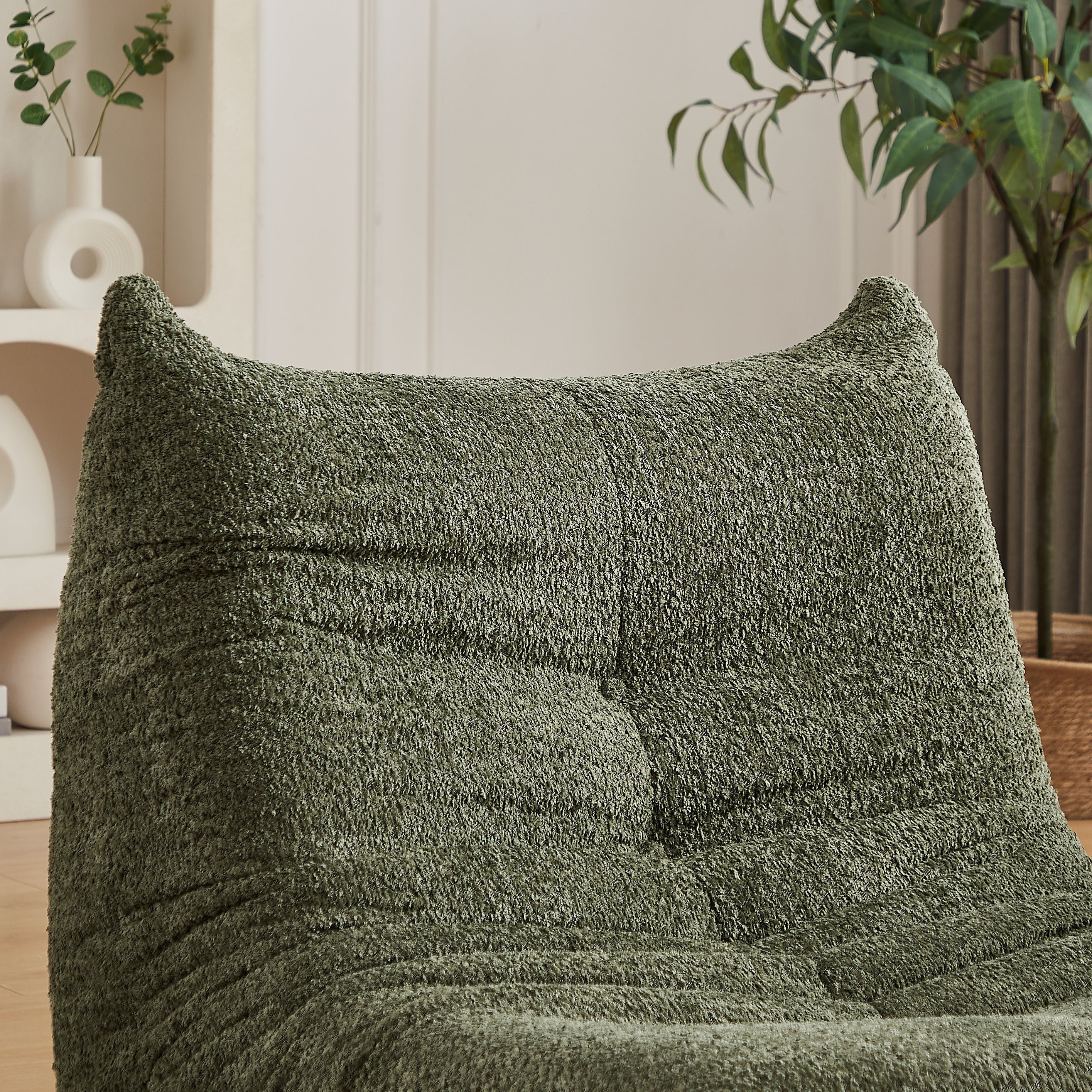 Chenille Togo Sofa, Armless Floor Lounge Chair with High-Density Memory Foam, Chenille Fabric