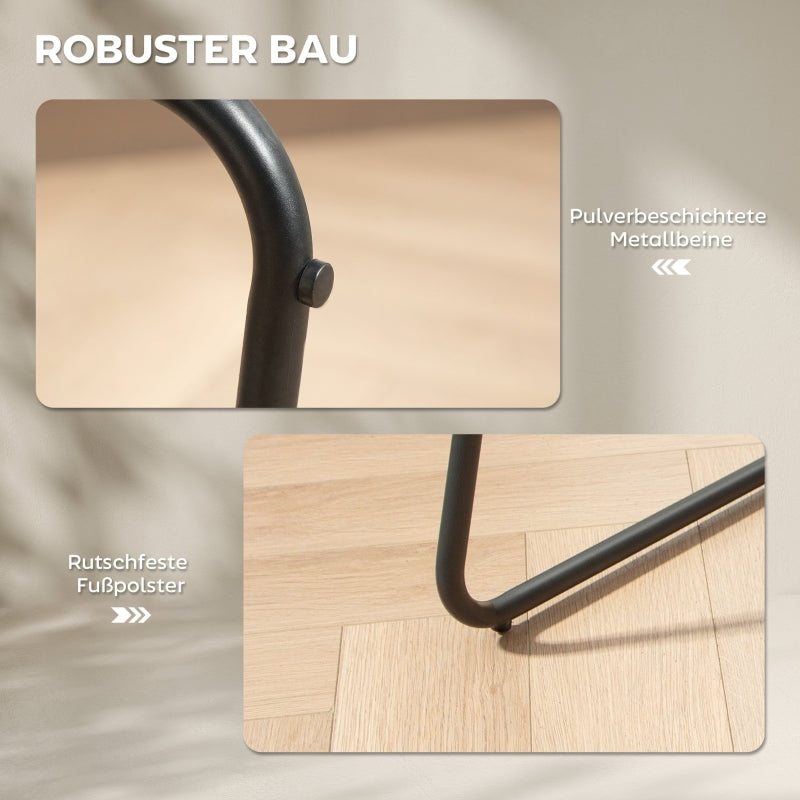 Bar Stools, Set of 2 Upholstered with Metal Legs, Grey