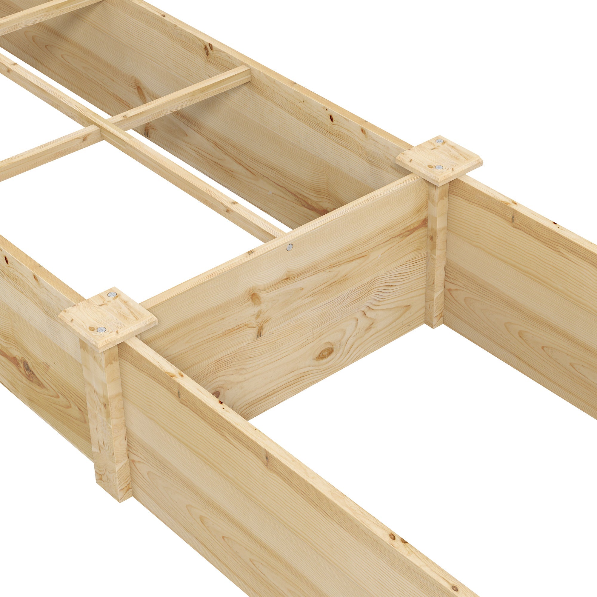 Raised Garden Bed Planter, Large 2 Compartments, 237x60x25cm, Wooden Natural
