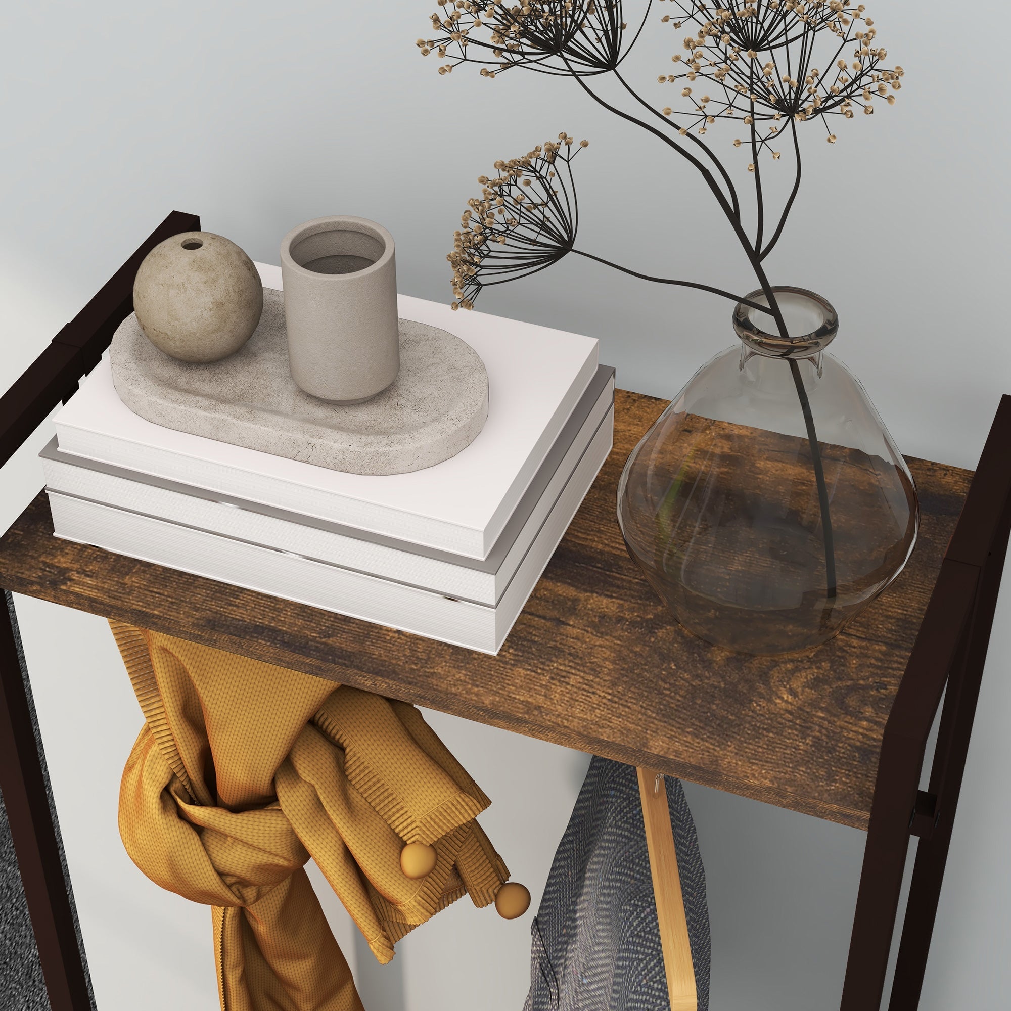 Compact Clothes Rail, Drawers and Shelf, Rustic Brown Engineered Wood