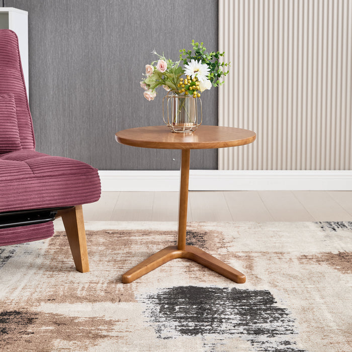 Round Wooden Table, Modern Minimalist Sofa Side TV Table for Small Spaces, Solid Wood