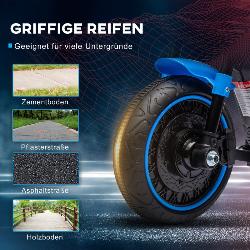 Electric Children's Motorcycle with Headlight and 3 km/h Speed, Blue and Black