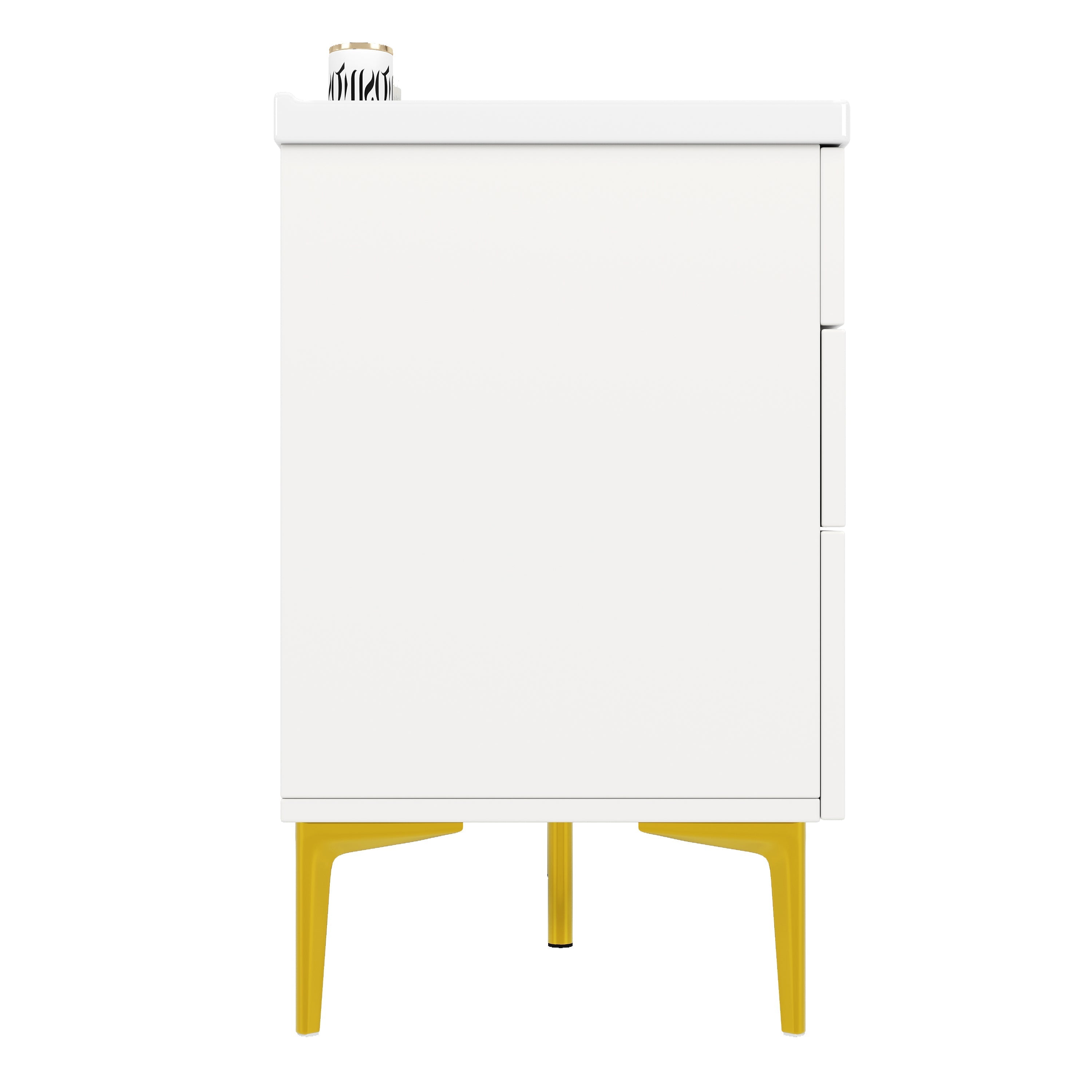 Bathroom Vanity Unit with Ceramic Sink and Storage Drawers, White and Gold