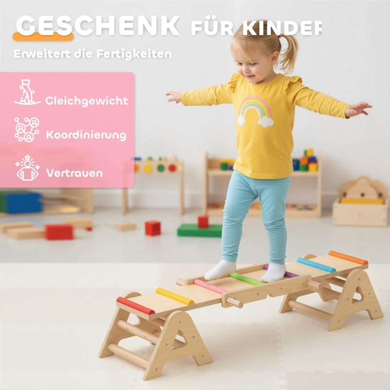 2-in-1 Balance Board Seesaw Rocker 133x38x24cm - Wooden