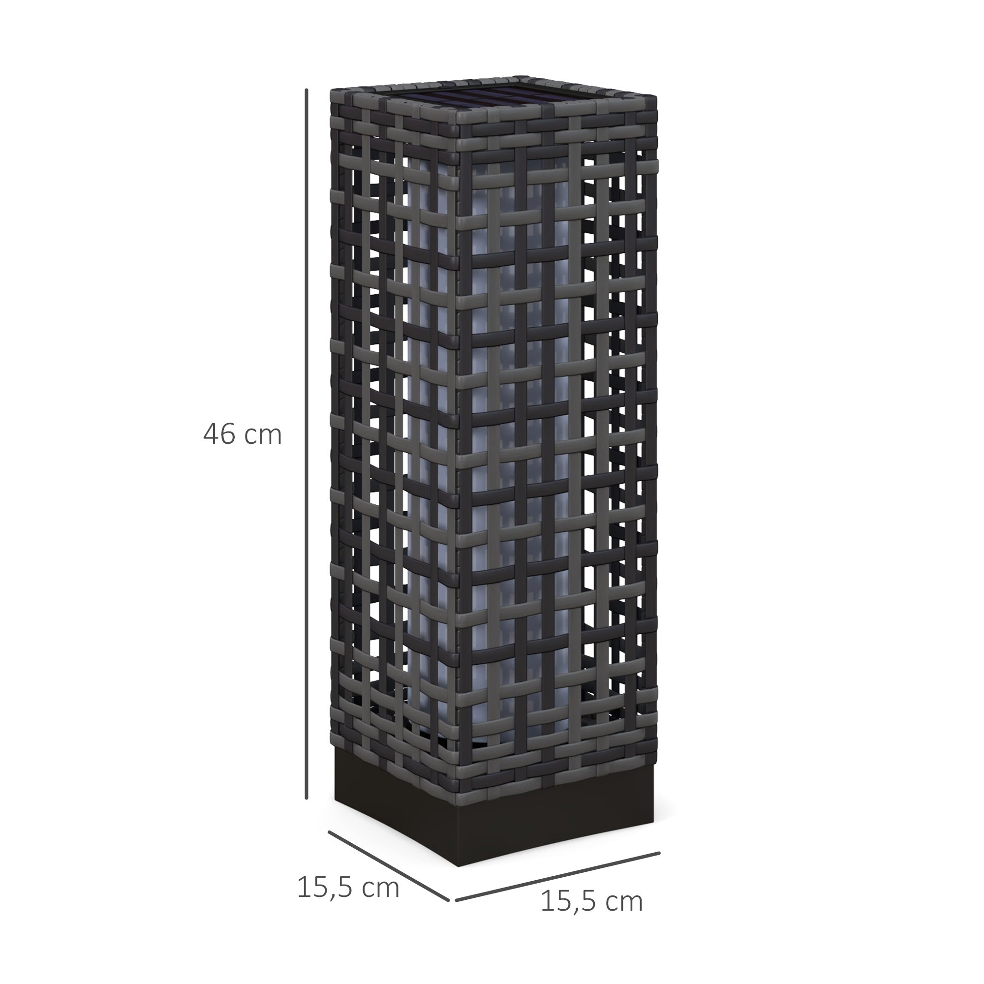 Rattan Solar Light Waterproof Path Light Automatic LED Garden Lamp Steel Grey