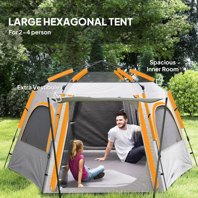 Instant Pop Up Camping Tent, Easy Setup Dome Family Tent, Waterproof & UV Protected, Light Grey
