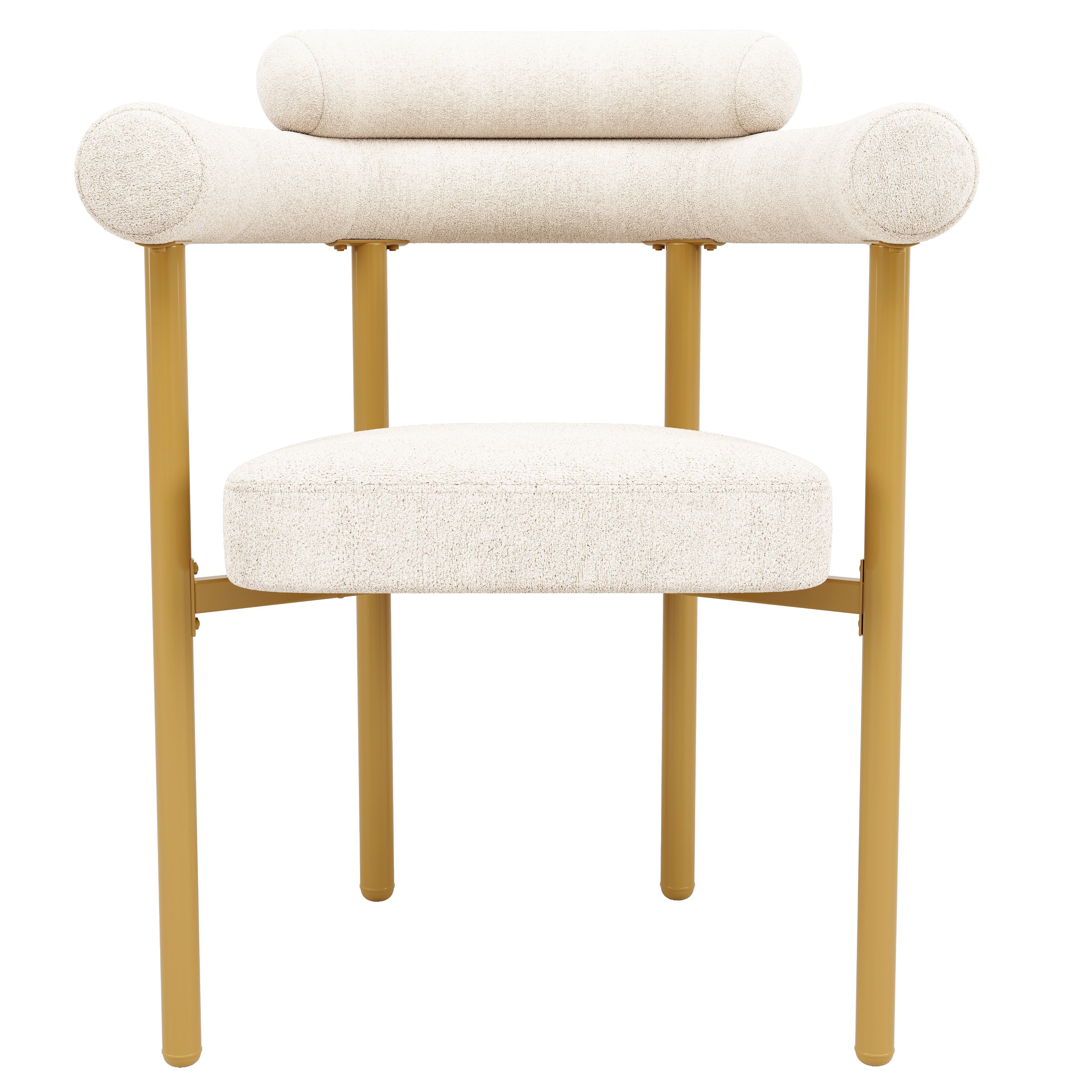 Dining Chairs Set of 4 Modern Gold Legs Ring Seats - Beige Suede