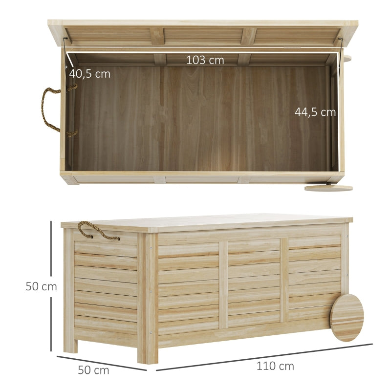 Cushion Box 185L Storage Space Waterproof with Wheels Natural Wood
