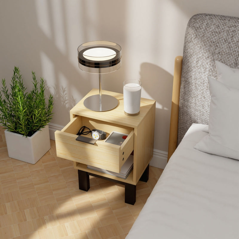 Nightstand with Drawer Open Compartment 35x26x50cm - Oak