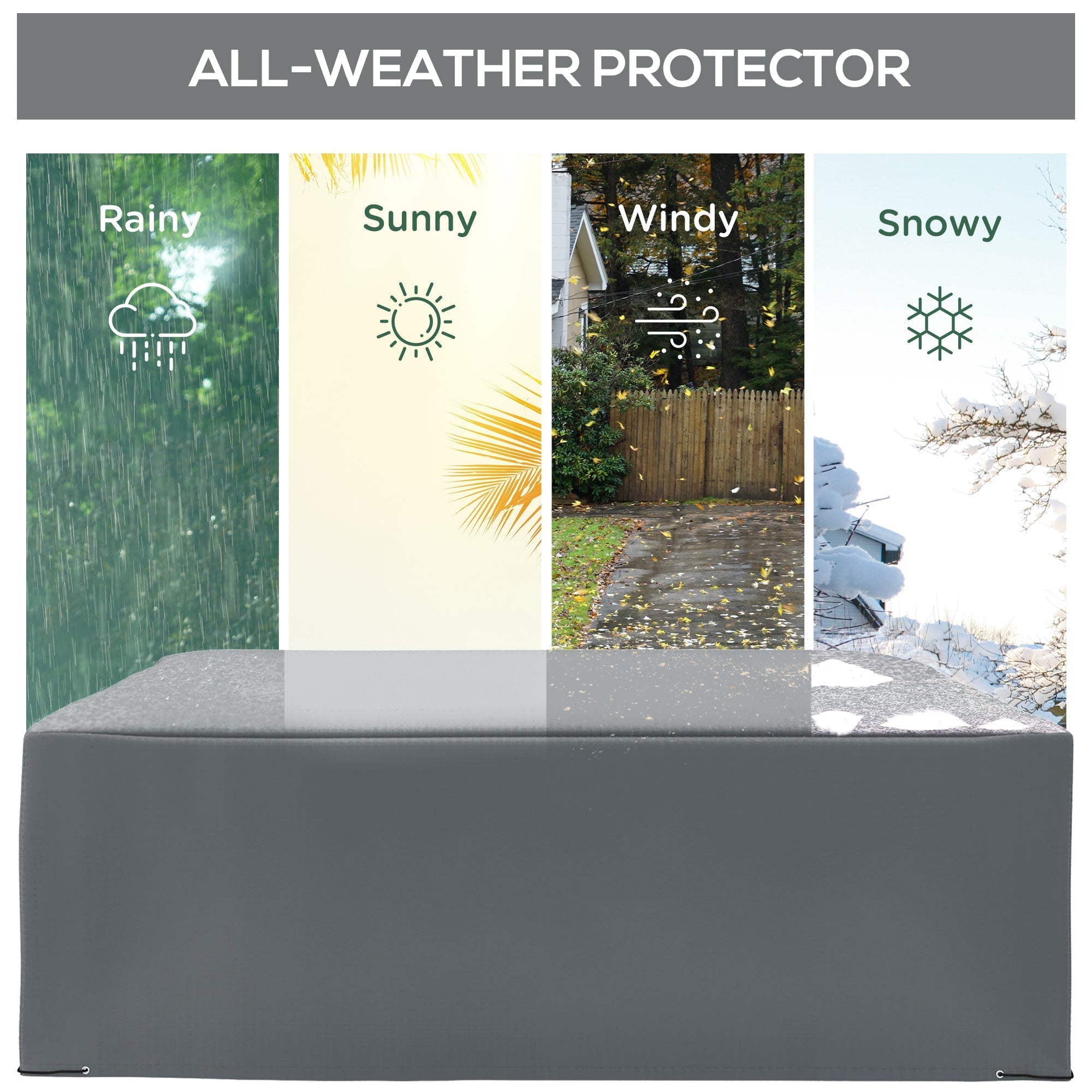 Rattan Furniture Protective Cover, 225x210cm Water UV Resistant, Grey