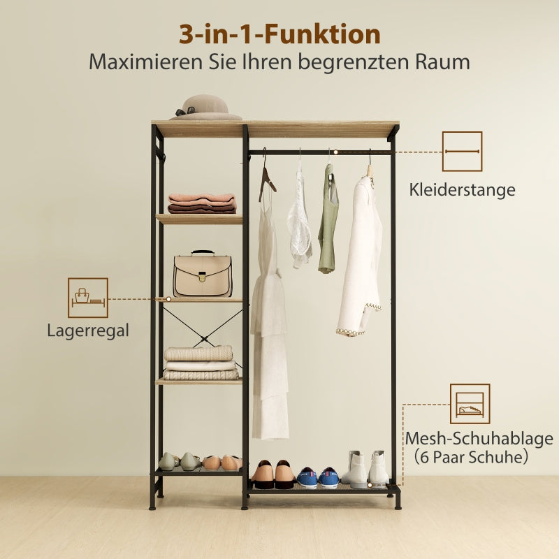 Garderobenständer, Kleiderstange, Schuhregal, Aufbewahrung, Eiche