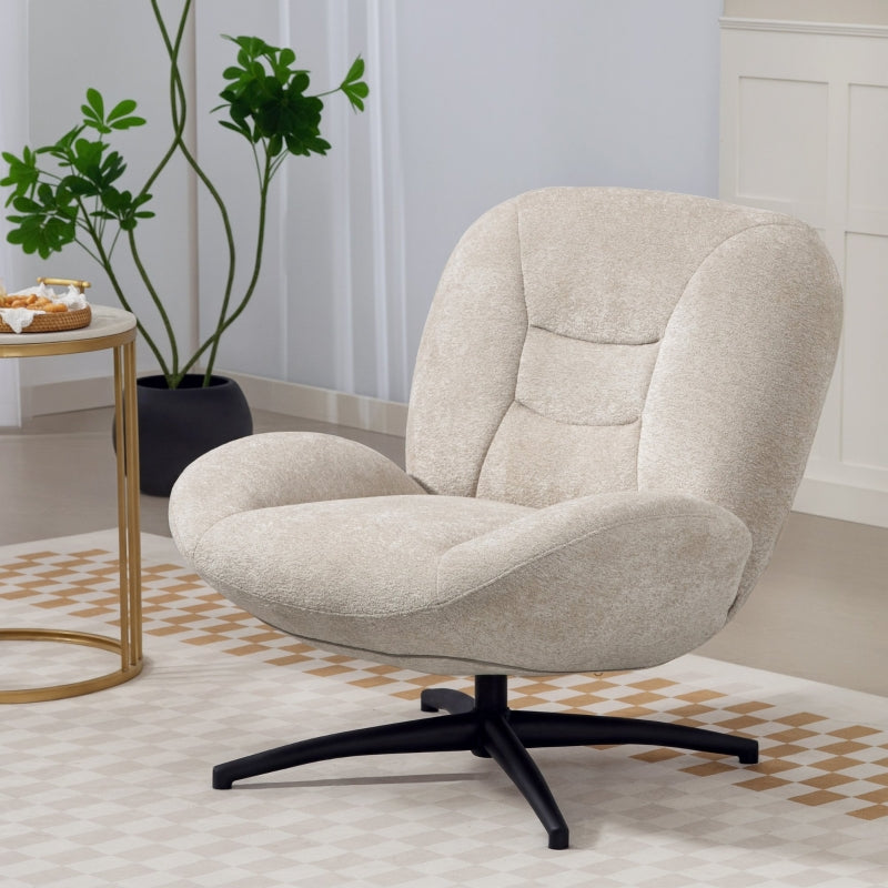 Swivel Upholstered Accent Chair Steel Base - Cream White
