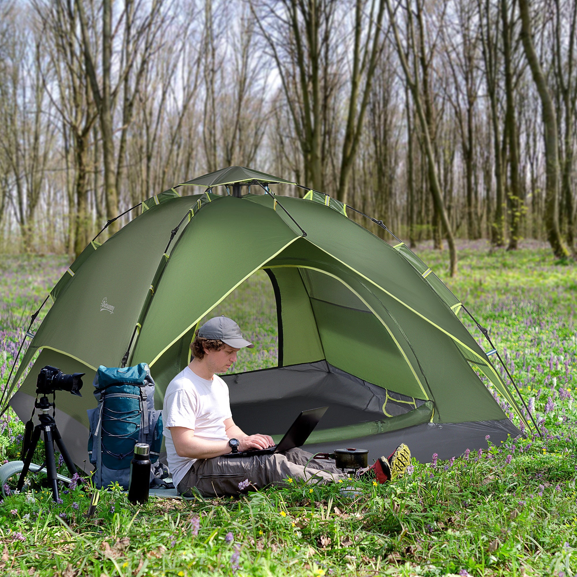 Double Camping Tent, Waterproof 4 Seasons 210x210x140cm, Outdoor Adventure