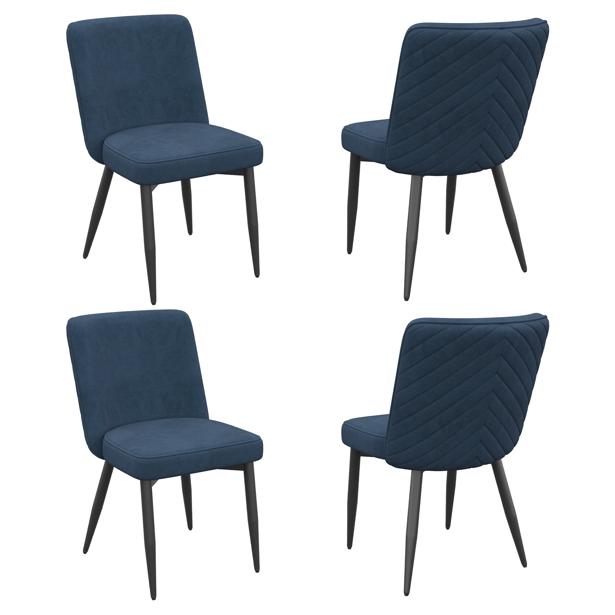 4 Dining Chairs, Comfortable and Breathable Modern Style, Dark Blue Velvet Fabric