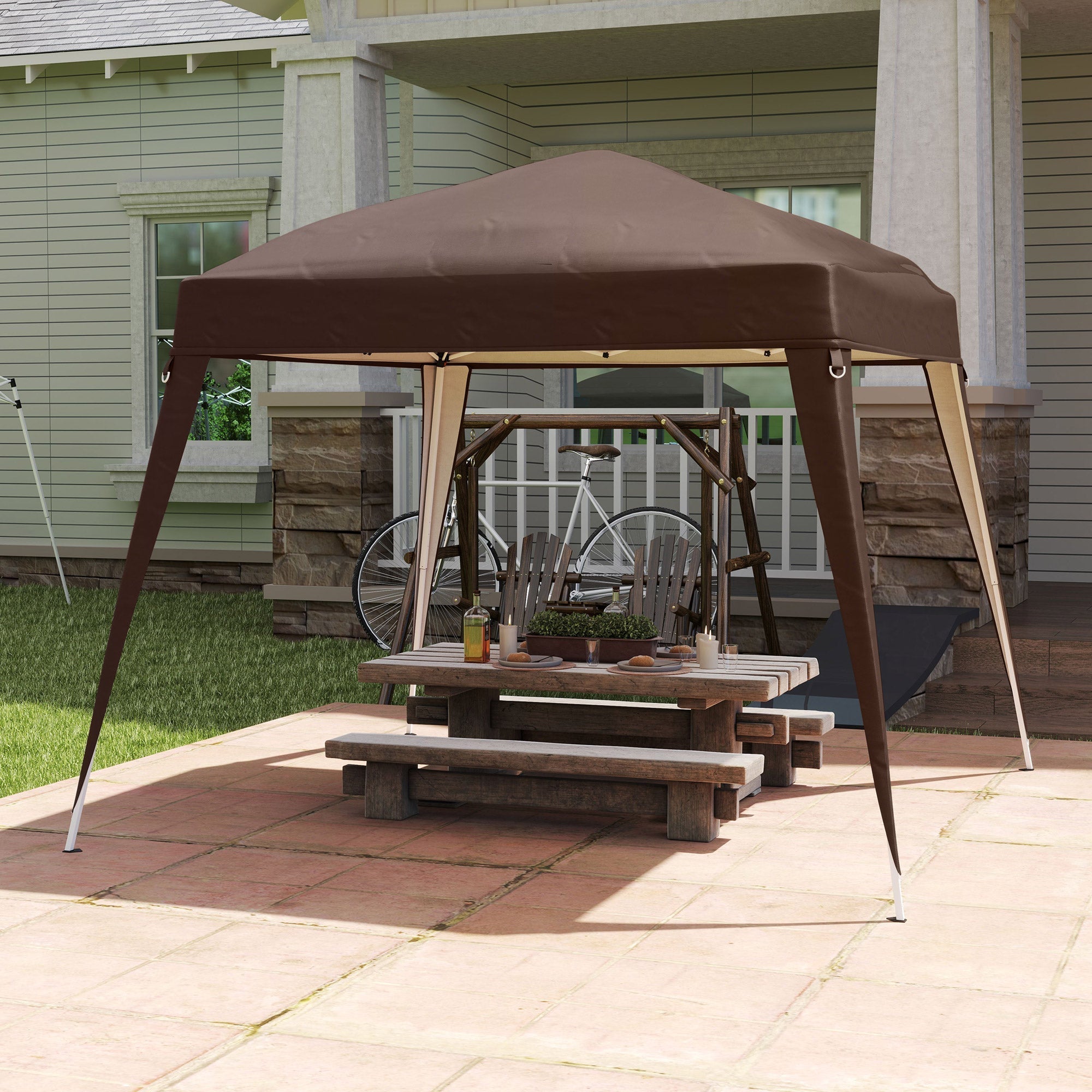 Pavillon-Ersatzdach 3x3m, wasserabweisend, stabil, Kaffee
