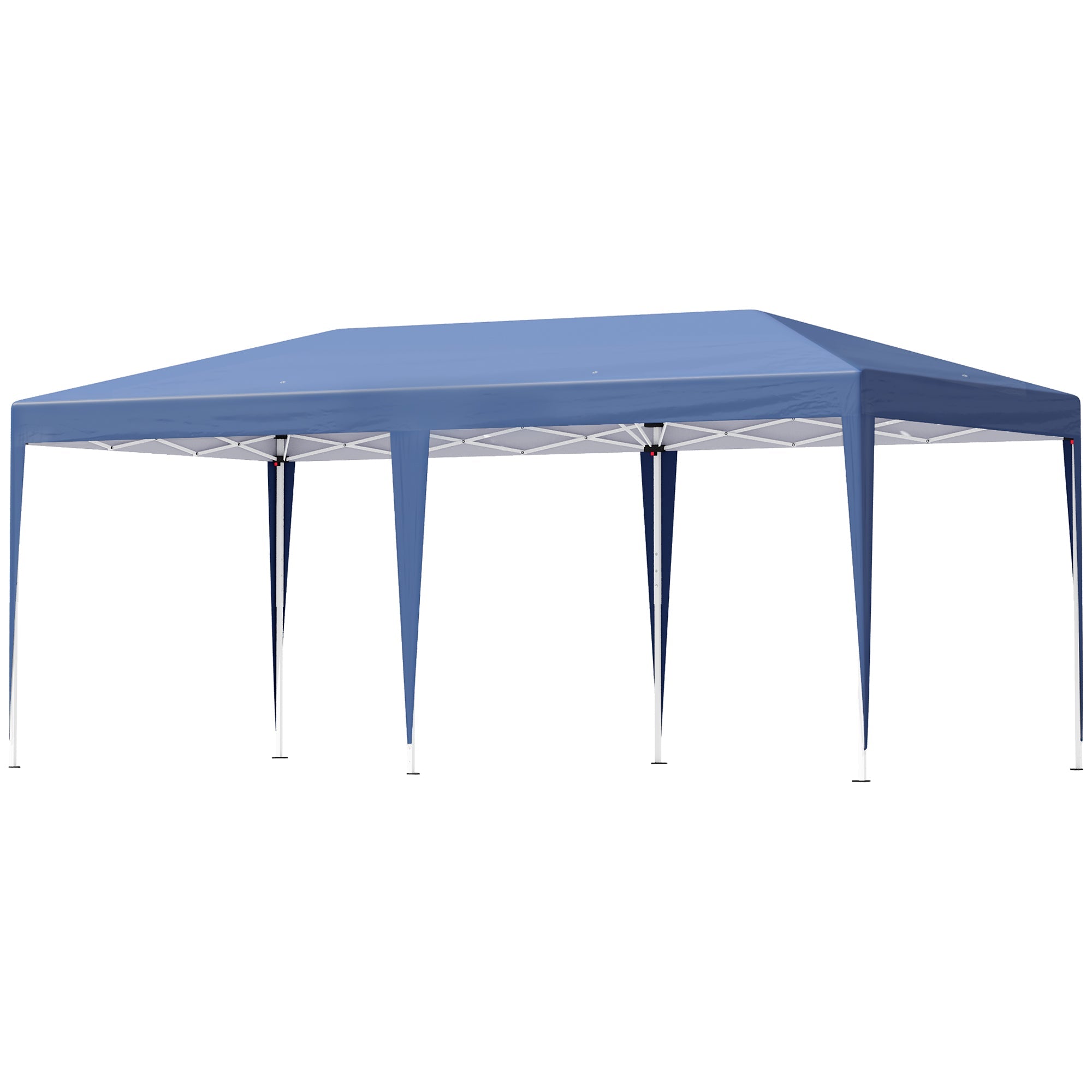 6 x 1.6 M Double Canopy Pull-Out Side Awning with Steel Frame, Blue