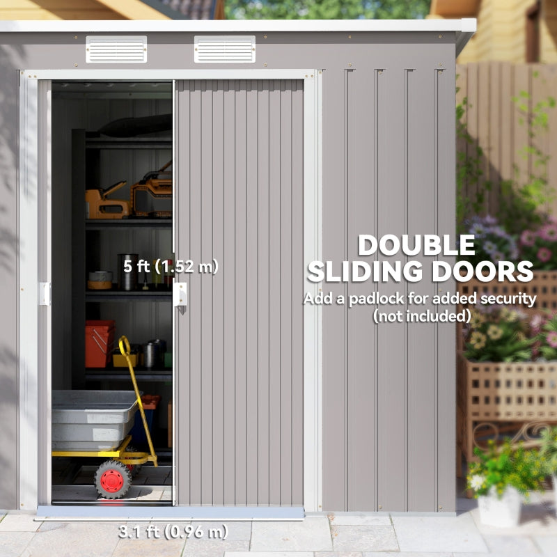 7 x 4ft Garden Shed with Foundation Kit, Galvanised Steel Grey