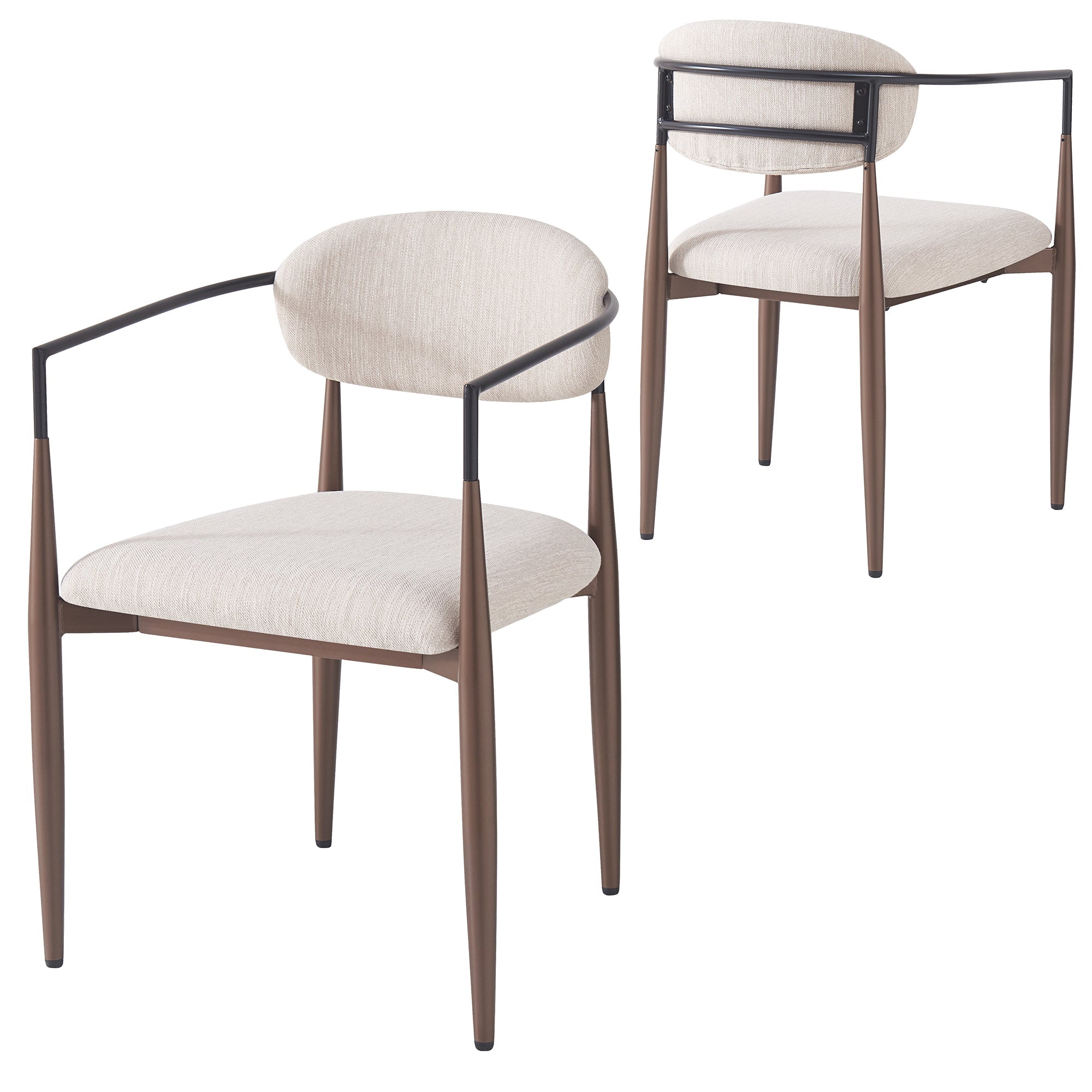 Dining & Makeup Chair Set of 2, Modern Ergonomic Adjustable Legs - Linen Fabric