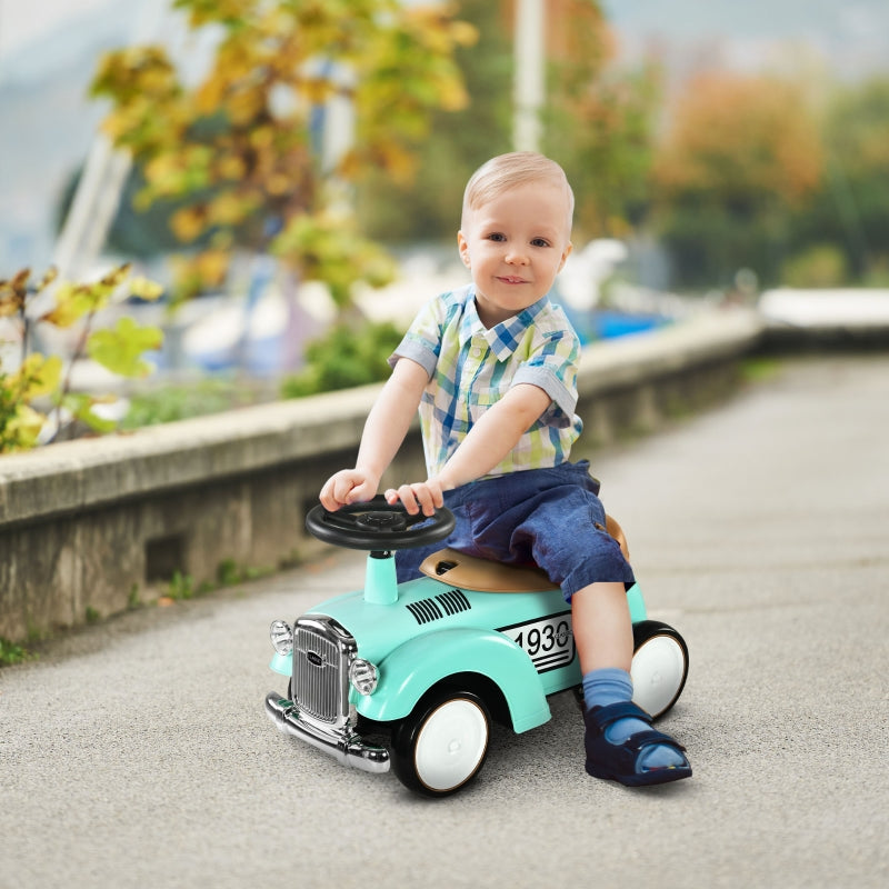 AIYAPLAY Kids Ride-On Car, vintage design, hidden storage, anti-tip, green