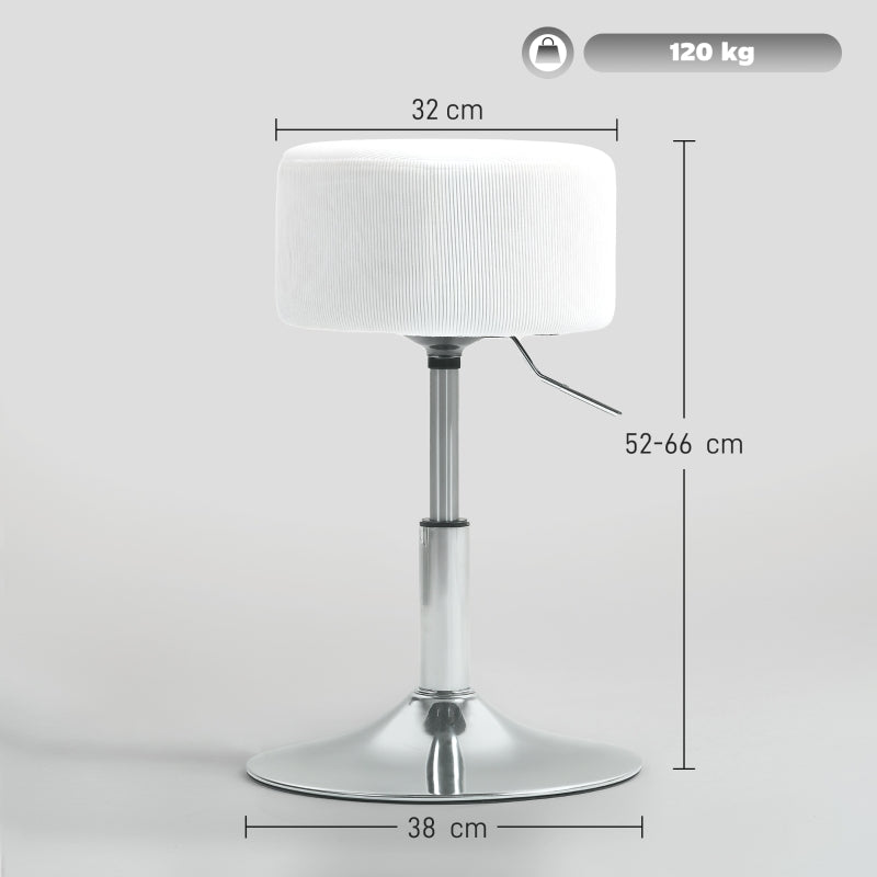 Bar Stool, Adjustable Swivel Counter Chair, White