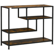 Side Table Narrow 4 Levels Anti-Tip Industrial Design Black Steel