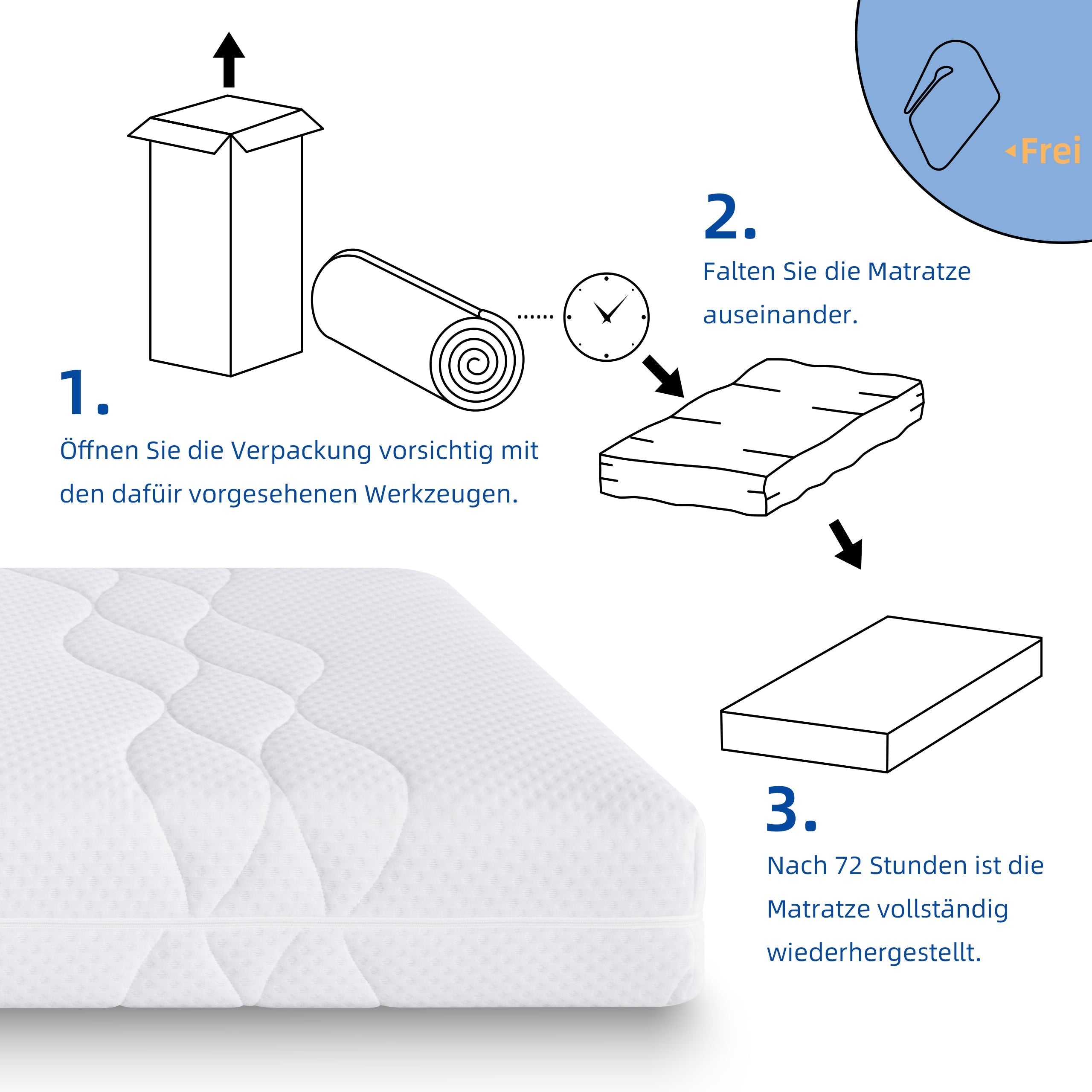 Mattress Pocket Spring H3 7-Zone 180x200cm Oeko-Tex Certified 20cm Height