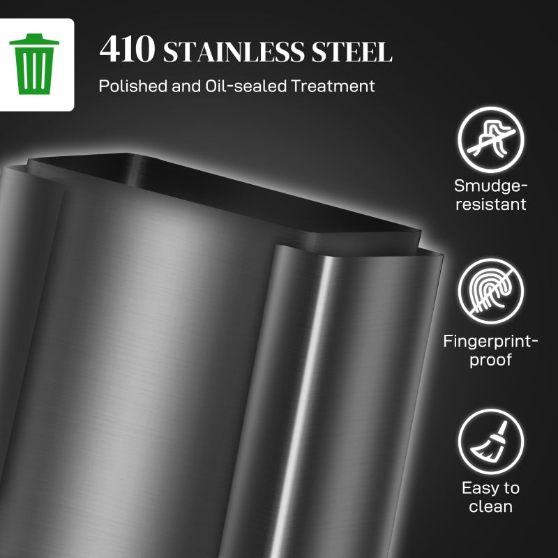 60L Dual Compartment Bin with Deodoriser Holders, Stainless Steel Black