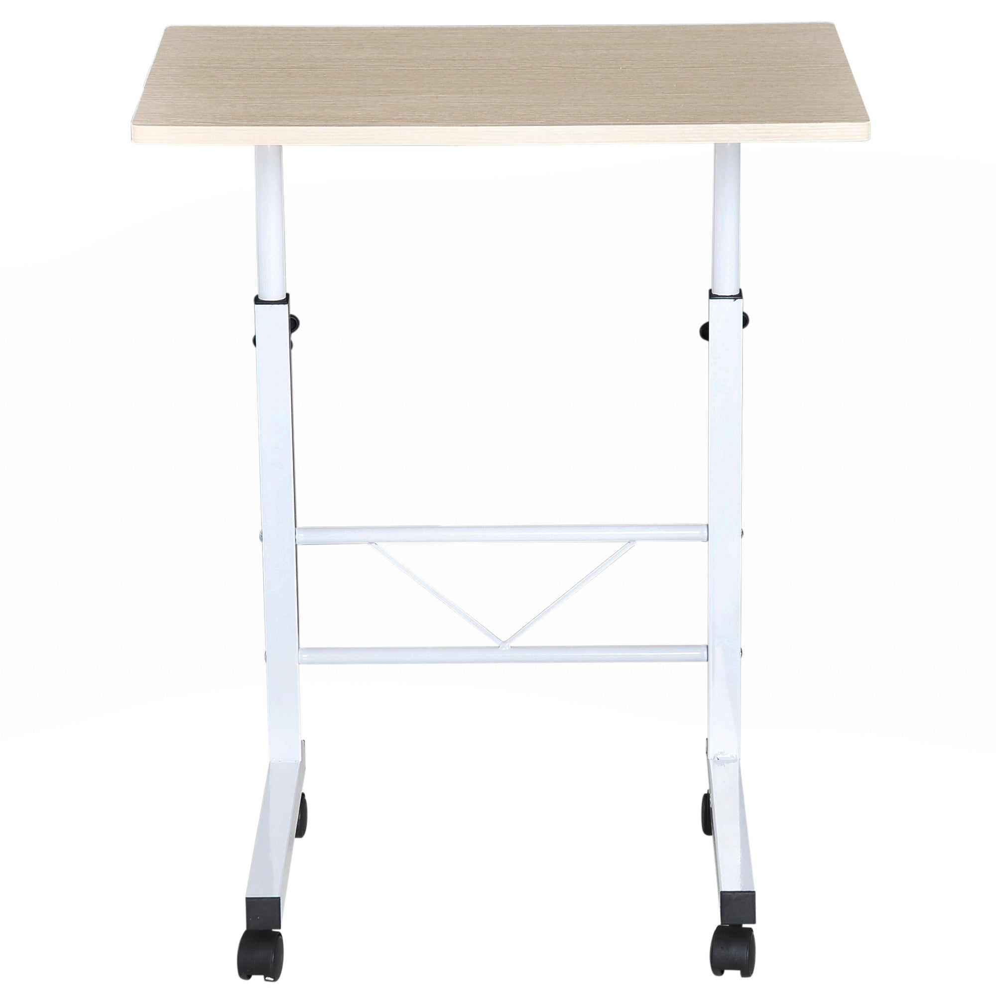 Beistelltisch verstellbar, fahrbarer C-Tisch, Spanplatte & Stahl
