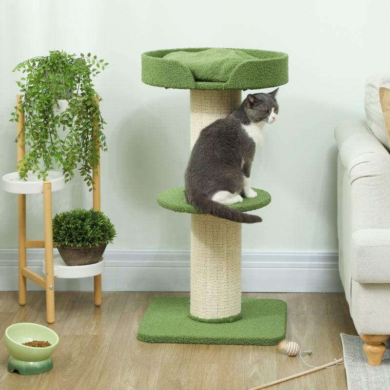 Cat Tree 91cm Play Tree with Bed, Lambswool Green