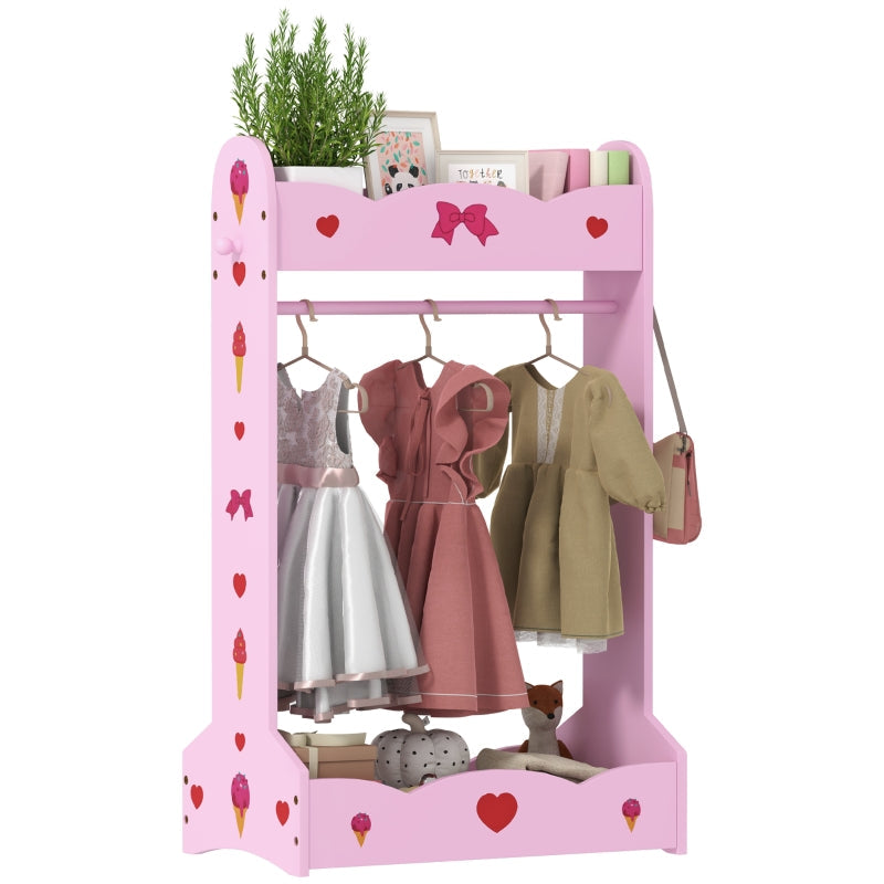 Kids Clothes Rail, Two Shelves for 3-8 Years, Pink