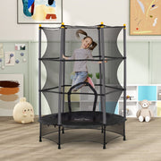 Children's Trampoline, Ø140 cm, with Safety Net, Black Steel Plastic