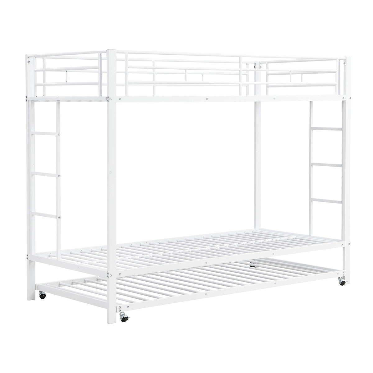 Bunk Bed 90x200cm Pull-out Bed High Railings - White