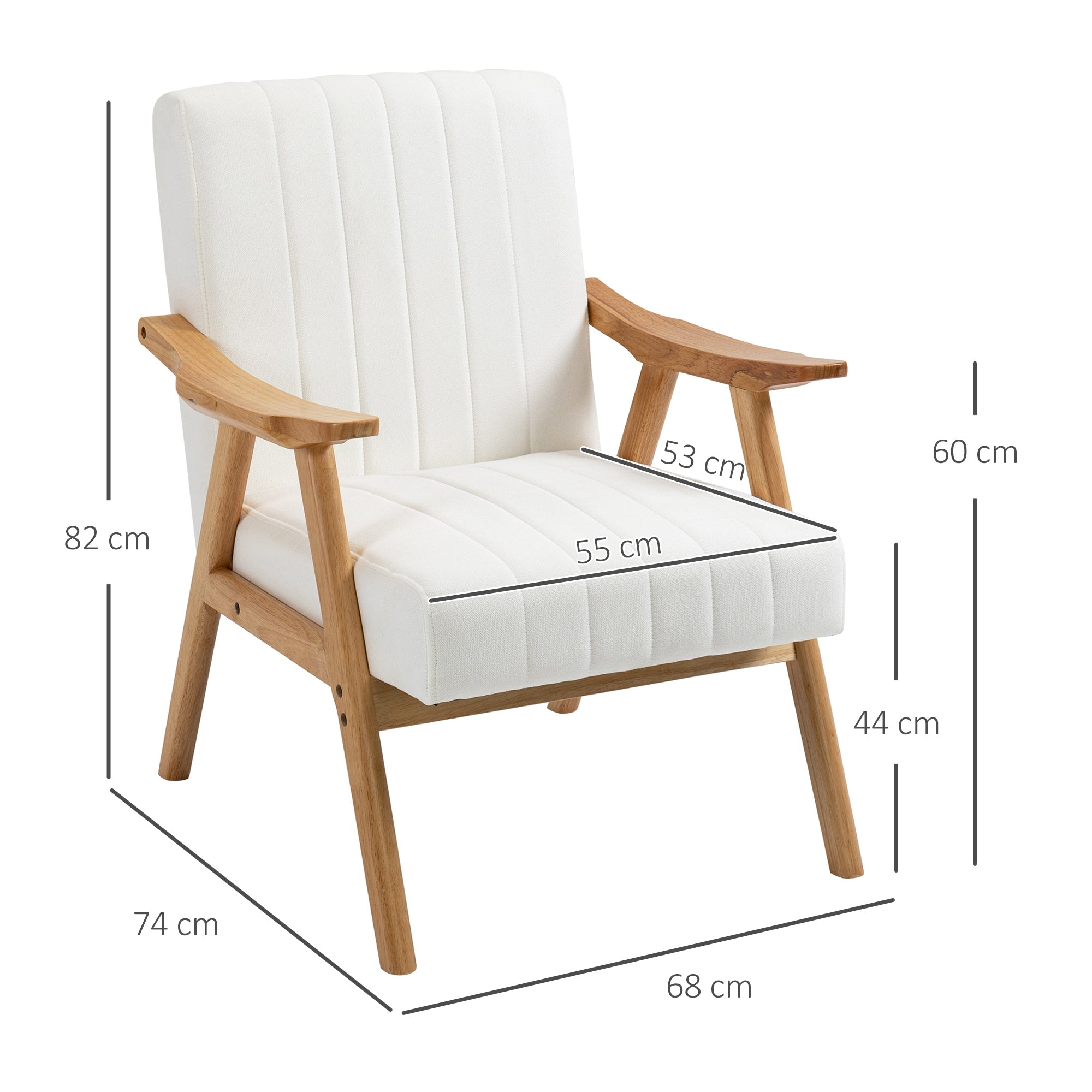 Upholstered Armchair Lounge Chair, Armrests Scandinavian Design, Cream Velvet