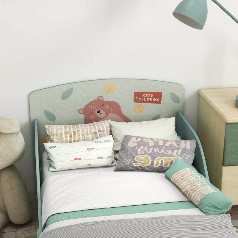Toddler Bed Frame for Ages 3-6 Years, Green MDF