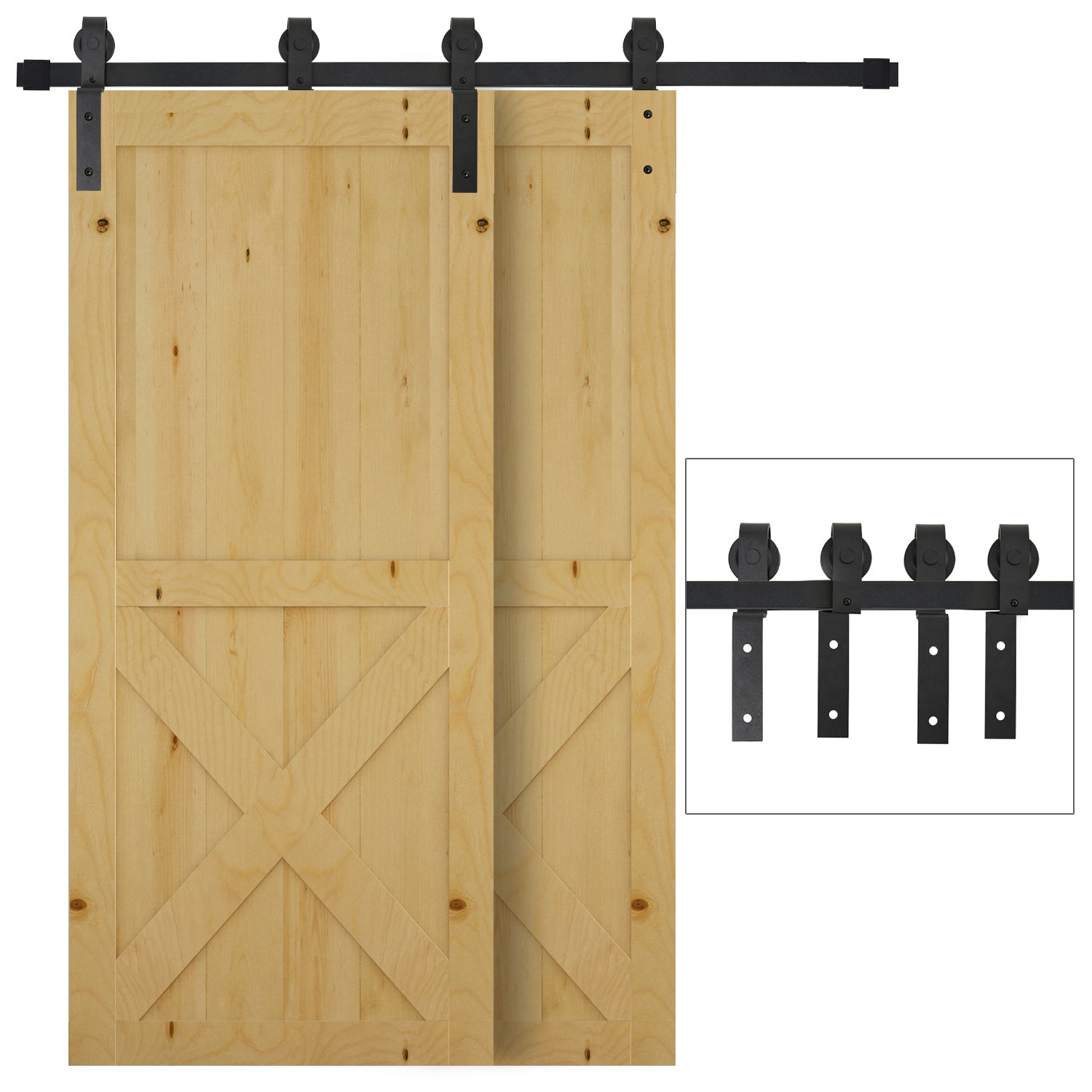 Sliding Door System Track Kit 9 Accessories Carbon Steel Black