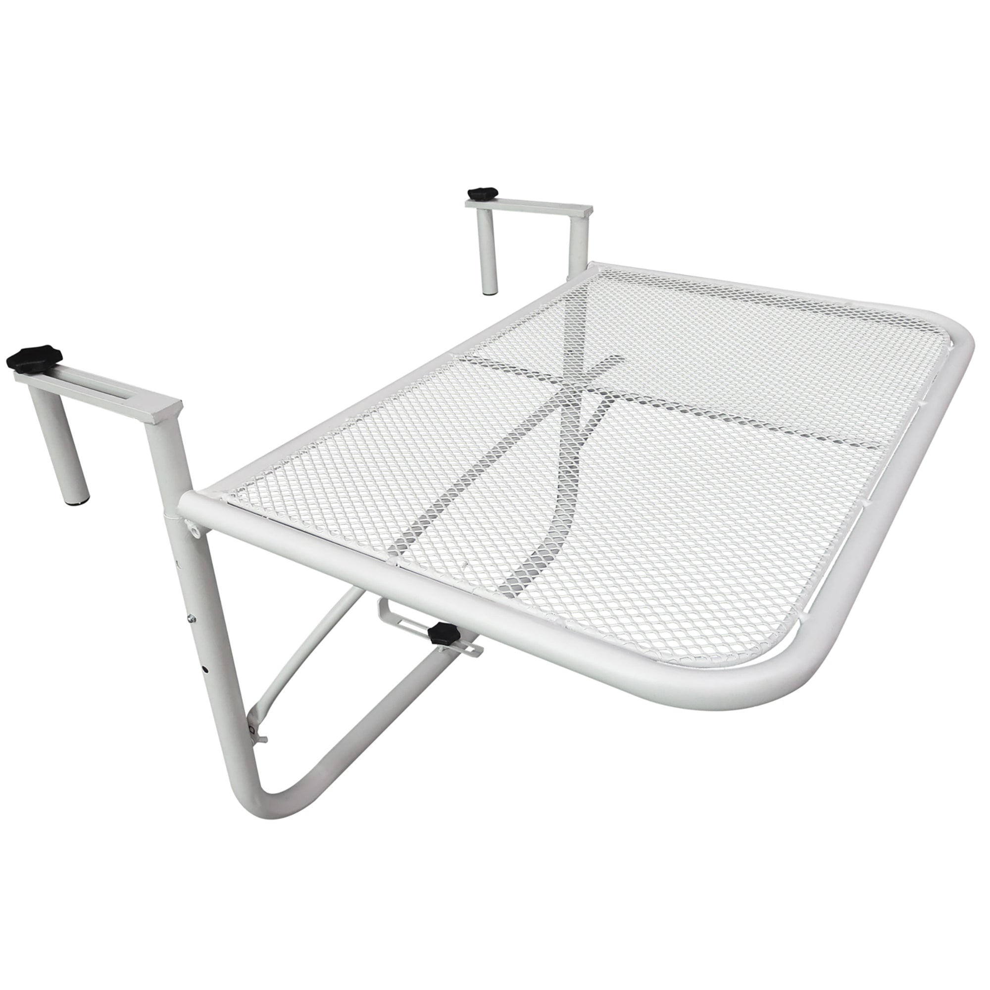 Balcony Hanging Table, Square Adjustable 60x56.5x45cm Garden, White Metal