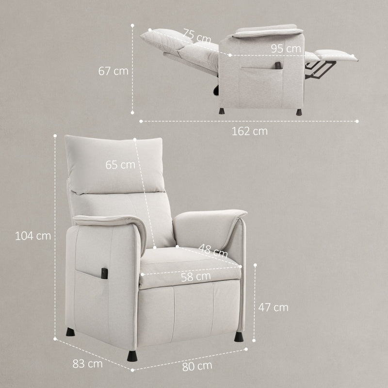 Elektrischer Relaxsessel, Memory-Funktion, Leise, Verstellbar, Haustierfreundlicher Samt-Imitat, Creme