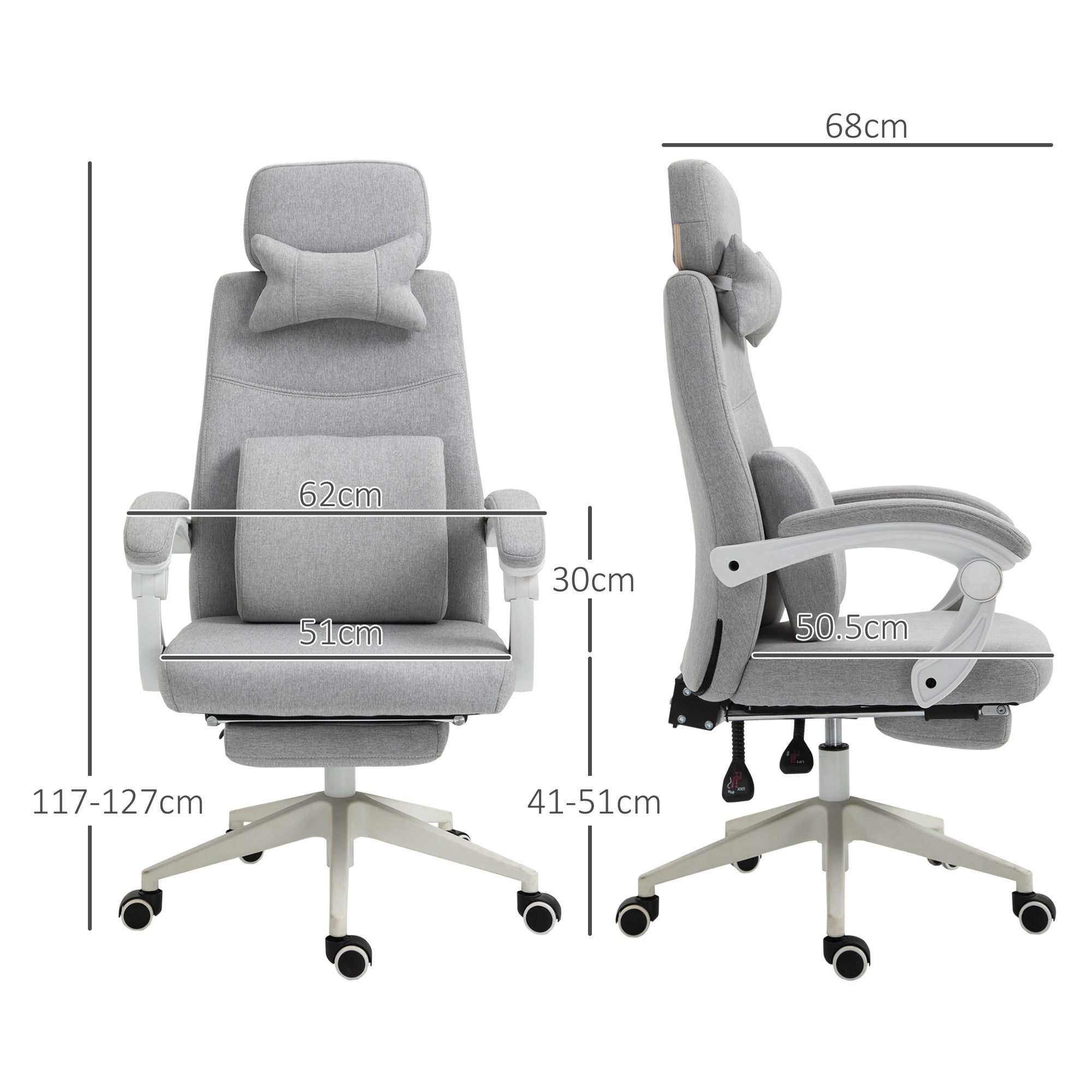 Office/Gaming Chair, Ergonomic with Casters, Polyester/Foam