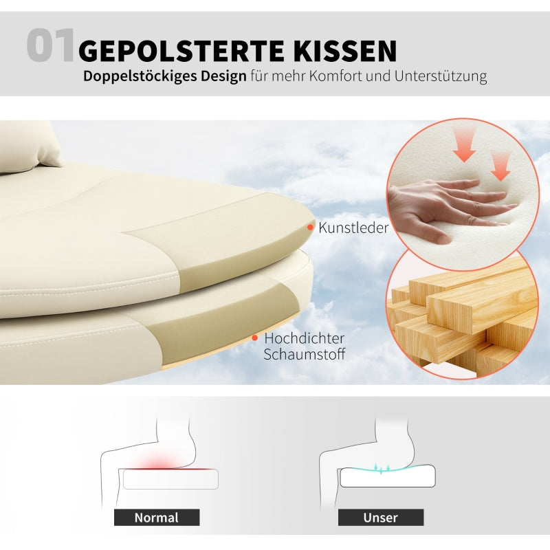 Bürostuhl ohne Armlehnen, extra Polsterung, höhenverstellbar, rollbar, Kunstleder, Beige