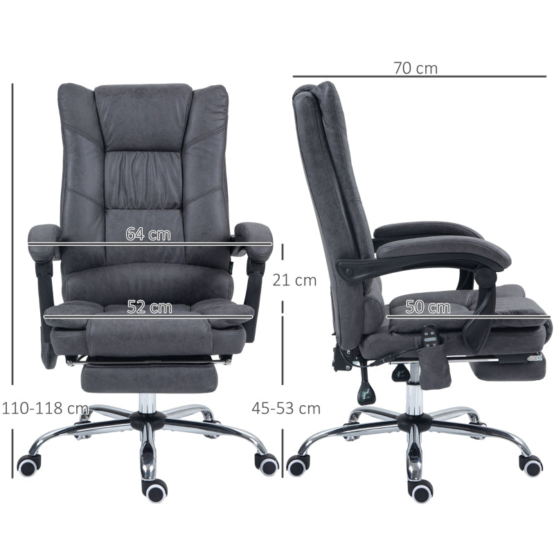 Vinsetto Massage Office Chair, Heat Function, 135° Tilt, Ergonomic, Dark Grey