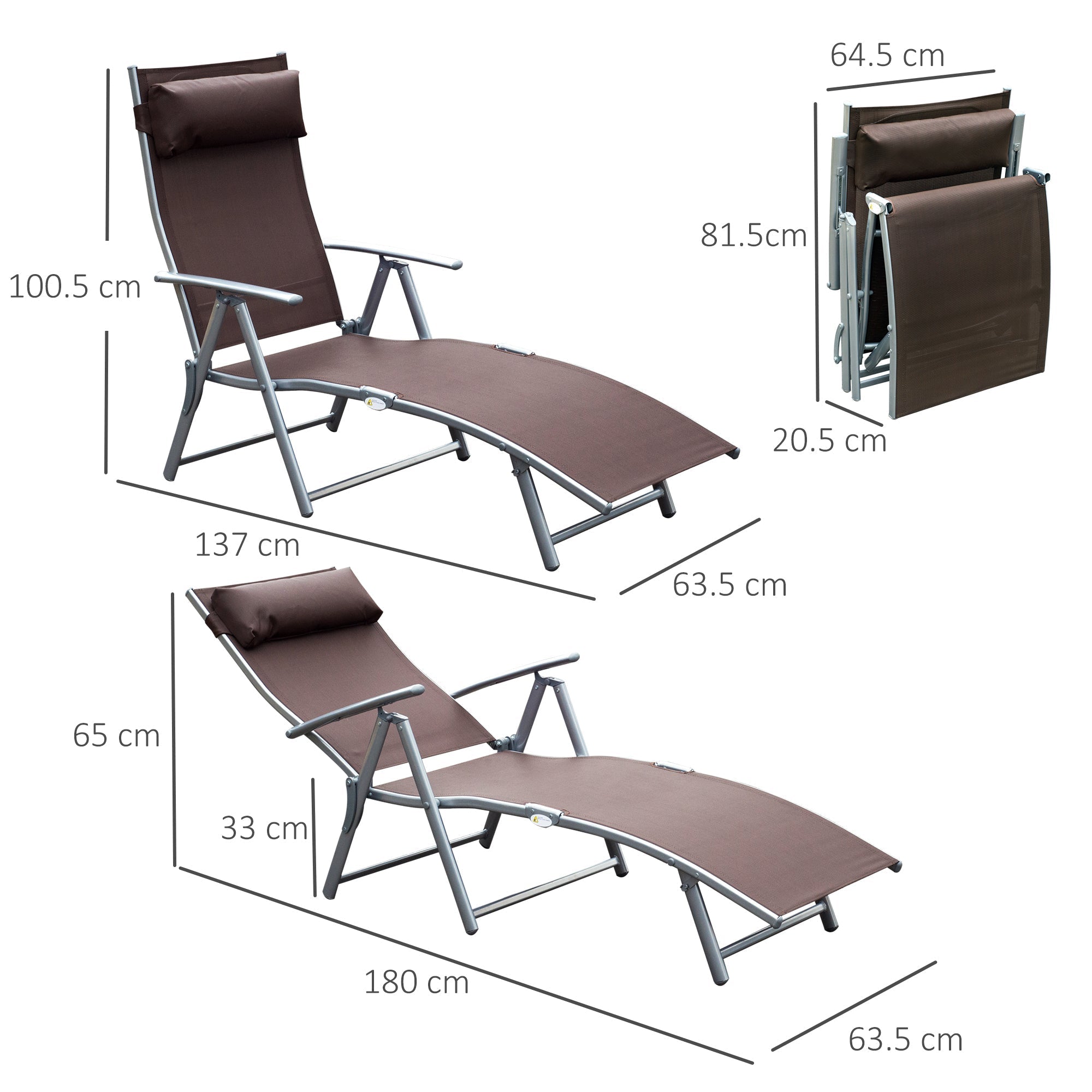 Sun Lounger Folding Relaxation Lounger with Cushion, Brown