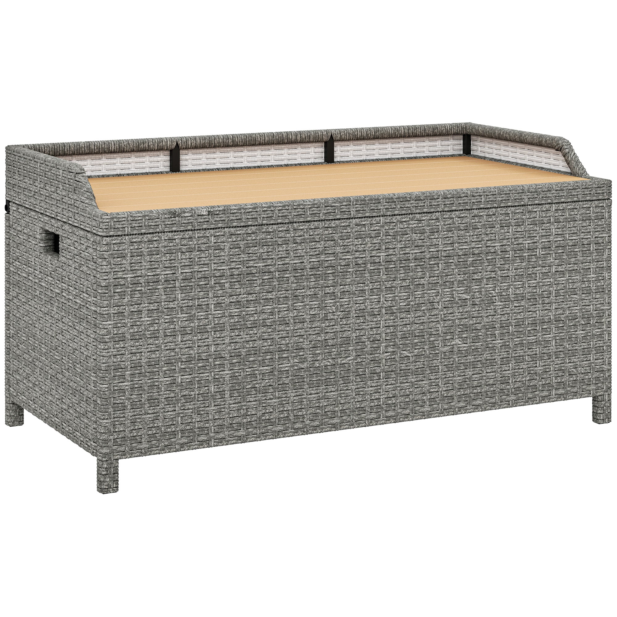 130 L Rattan Garden Storage Box with Seat in Grey