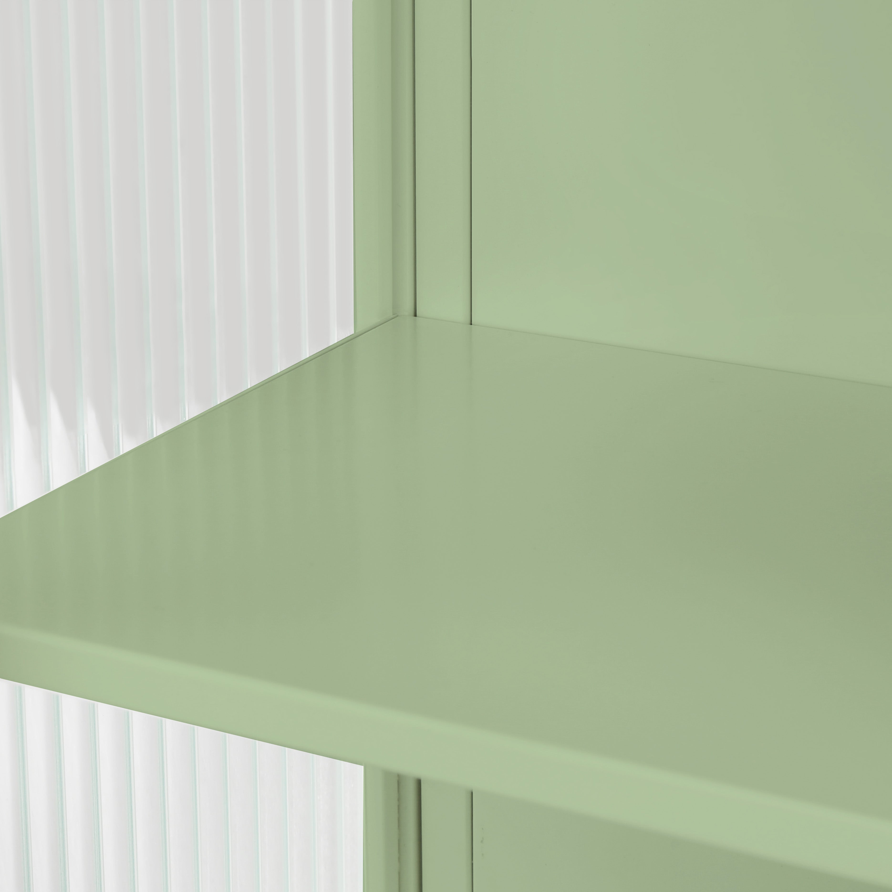 Wall Cabinet 60CM Glass Doors Two-tier Storage with Open Shelf & Towel Rack, Green